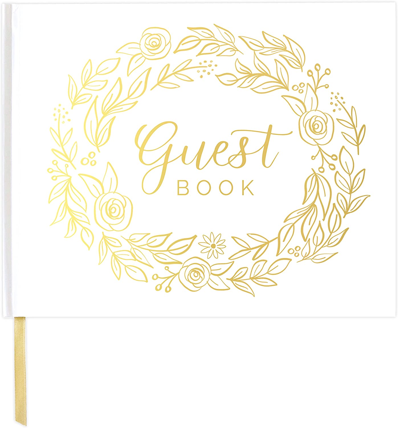 Where to custom White Cover with Gold Foil, Gilded Edges Wedding Guest Book?-Yuhe Print