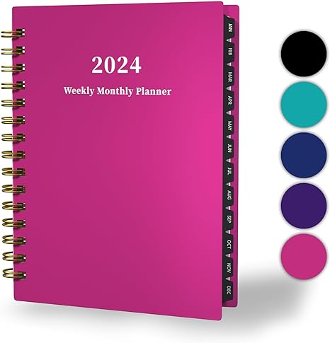 YUHE Custom Text Inside 2024 Weekly Monthly Planner with Spiral Bound