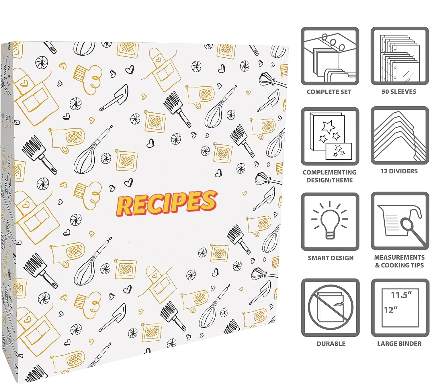 Custom Recipe Binder 8.5x11 3 Ring Blank Family Recipe Book Binder Kit to Write in Your Own Recipes