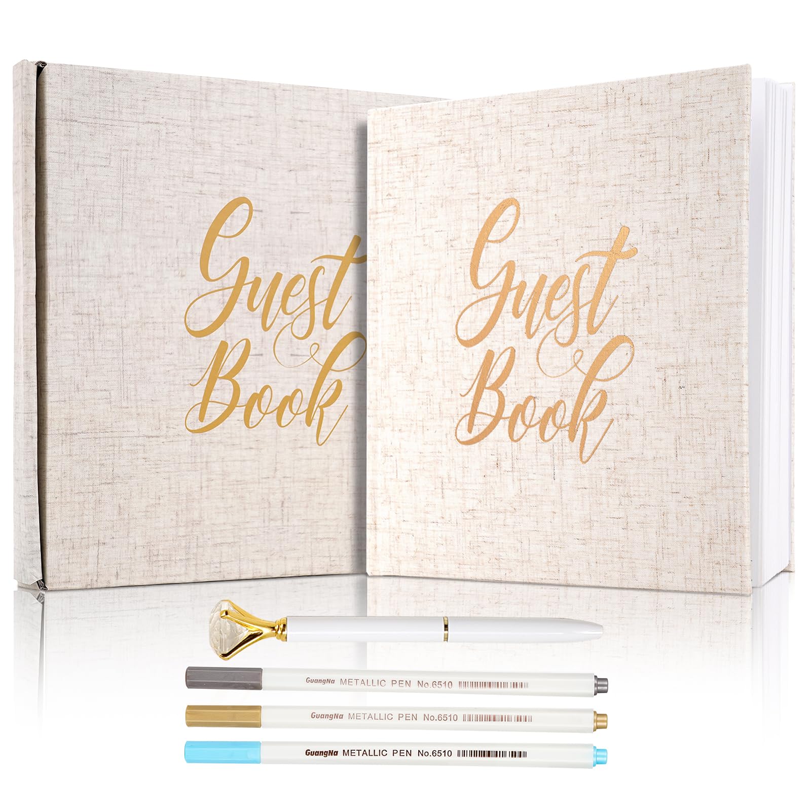 Custom Linen Hardcover Guestbook with Gold Engraving