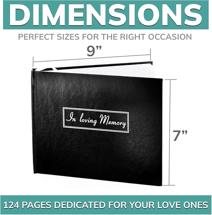 PU Leather Custom with Embossed Logo on the Front 9x7 Funeral Guest Book
