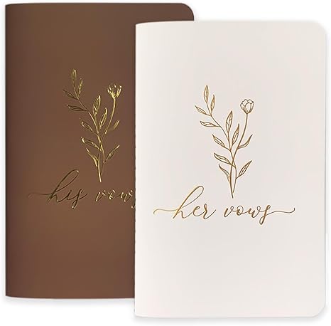 Hot Embossed Foil Custom Vow Books Set of 2 Elegant His and Hers Vow Books 48 Pages