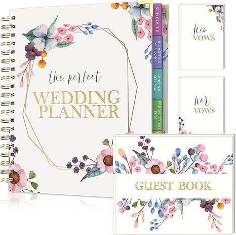 Fully Custom Spiral Bound Wedding Planner with 2 Vow Books and 1 Wedding Guest Book