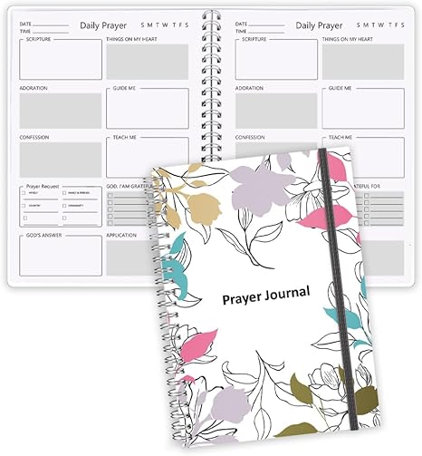 Spiral Paper Hard Cover Prayer Journal for Woman Bible Journal with Verse