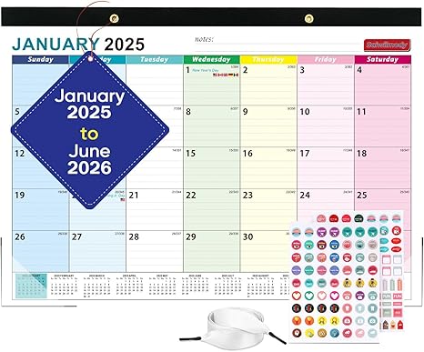 Fully Customizable 365 Desk Calendar 2025 with Plastic Cover 18 Months January 2025 to June 2026 Wall Calendar